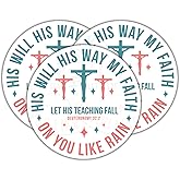 (3Pcs) His Will His Way My Faith Sticker God Stickers Faith Stickers Decal Waterproof Vinyl Stickers Adult for Laptop Kindle Car Tumbler Water Bottle Mug Phone Notebook Helmet - Size 3”x3”