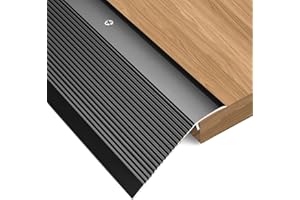 Heneymo Aluminum Floor Transition Strip, Door Thresholds Bridge The Height from 0.4″to 1.6″, for Wood, Tile, Carpet Laminate, Vinyl, Concrete, Size 36″×3.9″×0.35″ (Black)