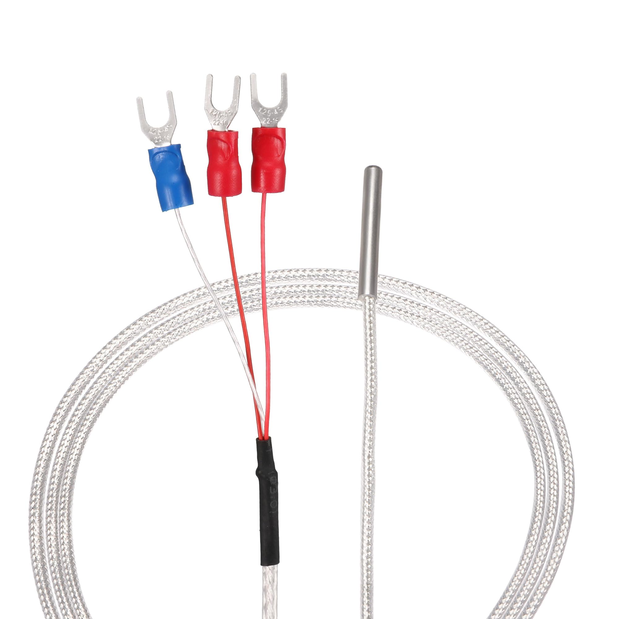 uxcell PT100 Temperature Sensor Probe 3 Wires Cable Thermocouple Stainless Steel 200cm(6.56ft) (Temperature Rang: -50 to 200C)