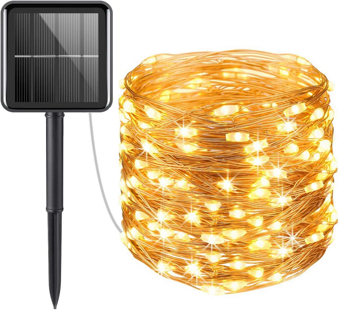 Windfirewheels Solar Powered Fairy Lights 100 Led 33 Feet 2 Modes Copper Wire Light Waterproof Outdoor Starry String Lights Amazing for Gardens Patio Gate Yard Lawn Party (1 Pack WW) : Garden & Outdoor