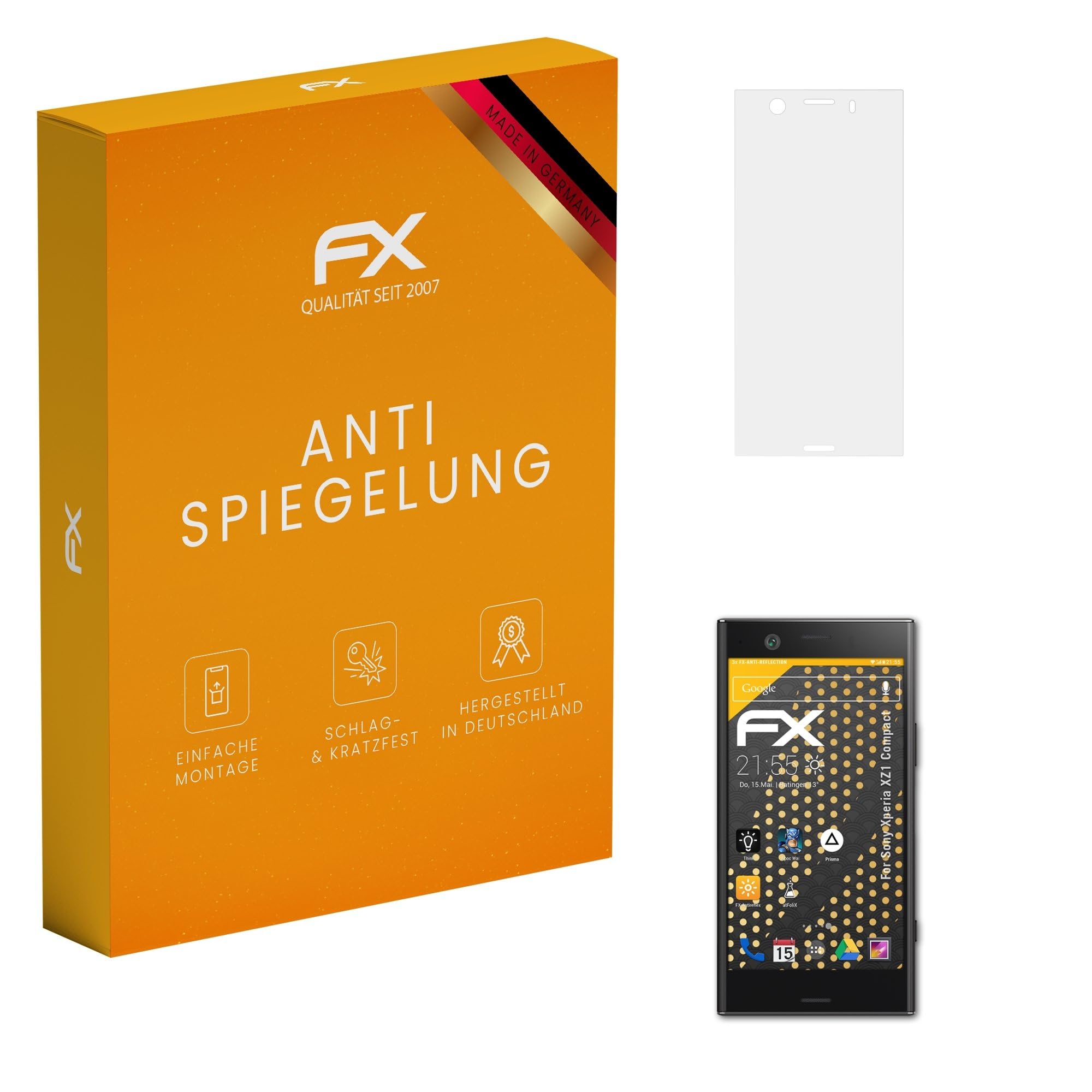 atFoliX Screen Protector compatible with Sony Xperia XZ1 Compact Screen Protection Film, anti-reflective and shock-absorbing FX Protector Film (3X)