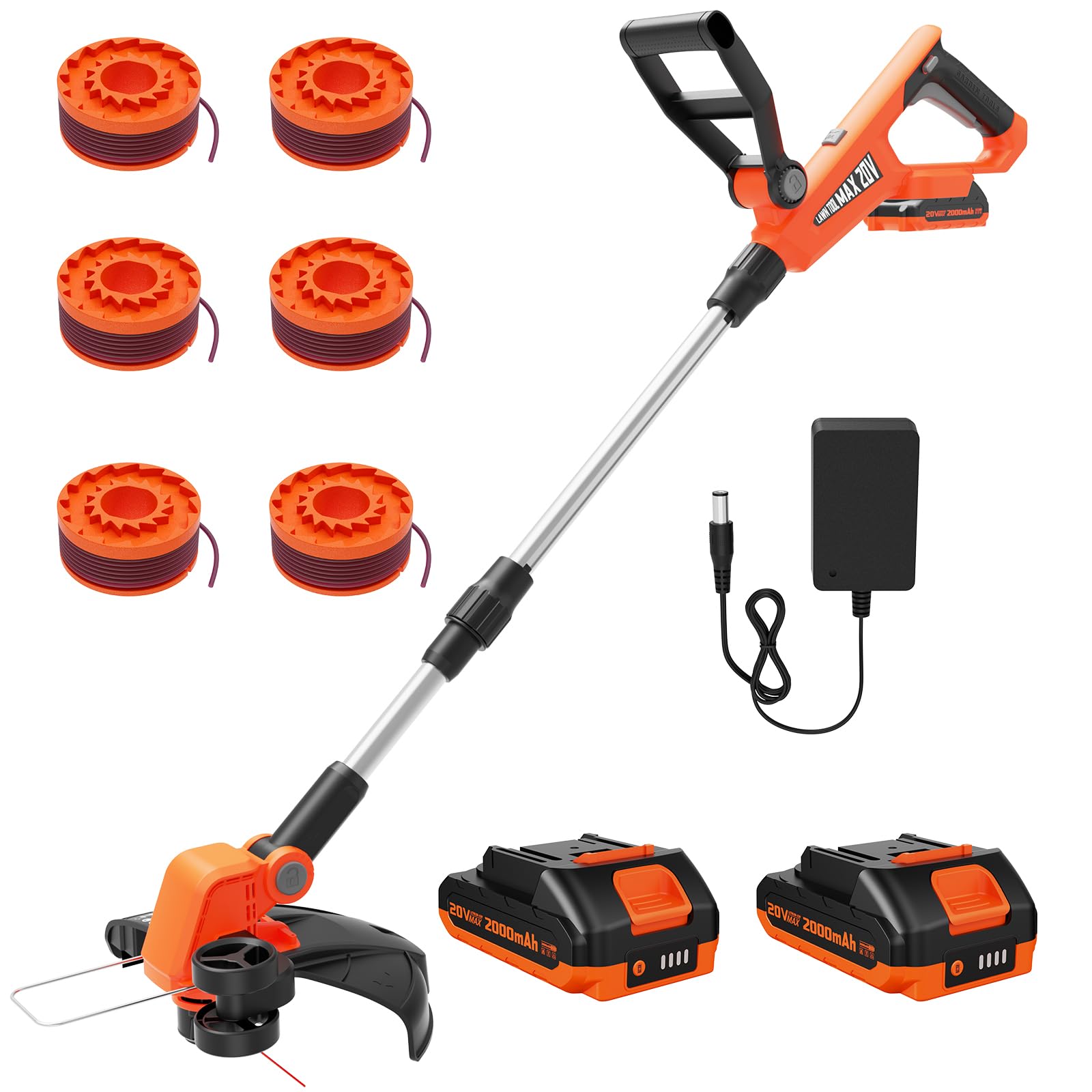 Photo 1 of VARSK 12 Inch 20V Cordless Weed Wacker with Automatic Line Feed, 2 in 1 String Trimmer and Edger, Includes 2 X 2.0Ah Batteries/1 X Charger/6 X Replacement Spools, Weed Eater for Lawn, Garden, etc
