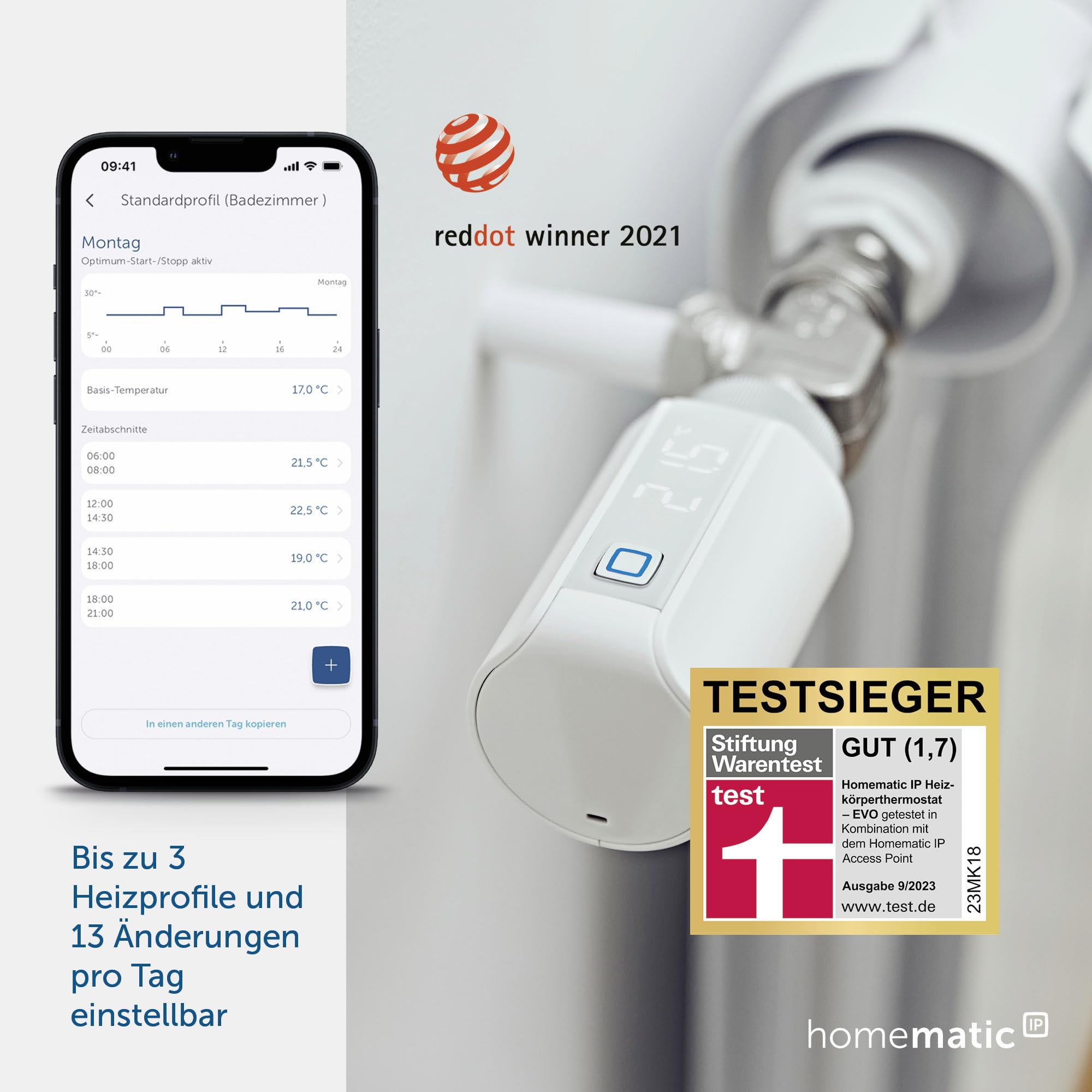 Homematic IP Heizkörperthermostat – Evo, Smart Home, digitaler Thermostat Heizung, Heizungsthermostat, Steuerung per App, Alexa & Google Home, einfache Installation, Energie sparen, 155105A0 3