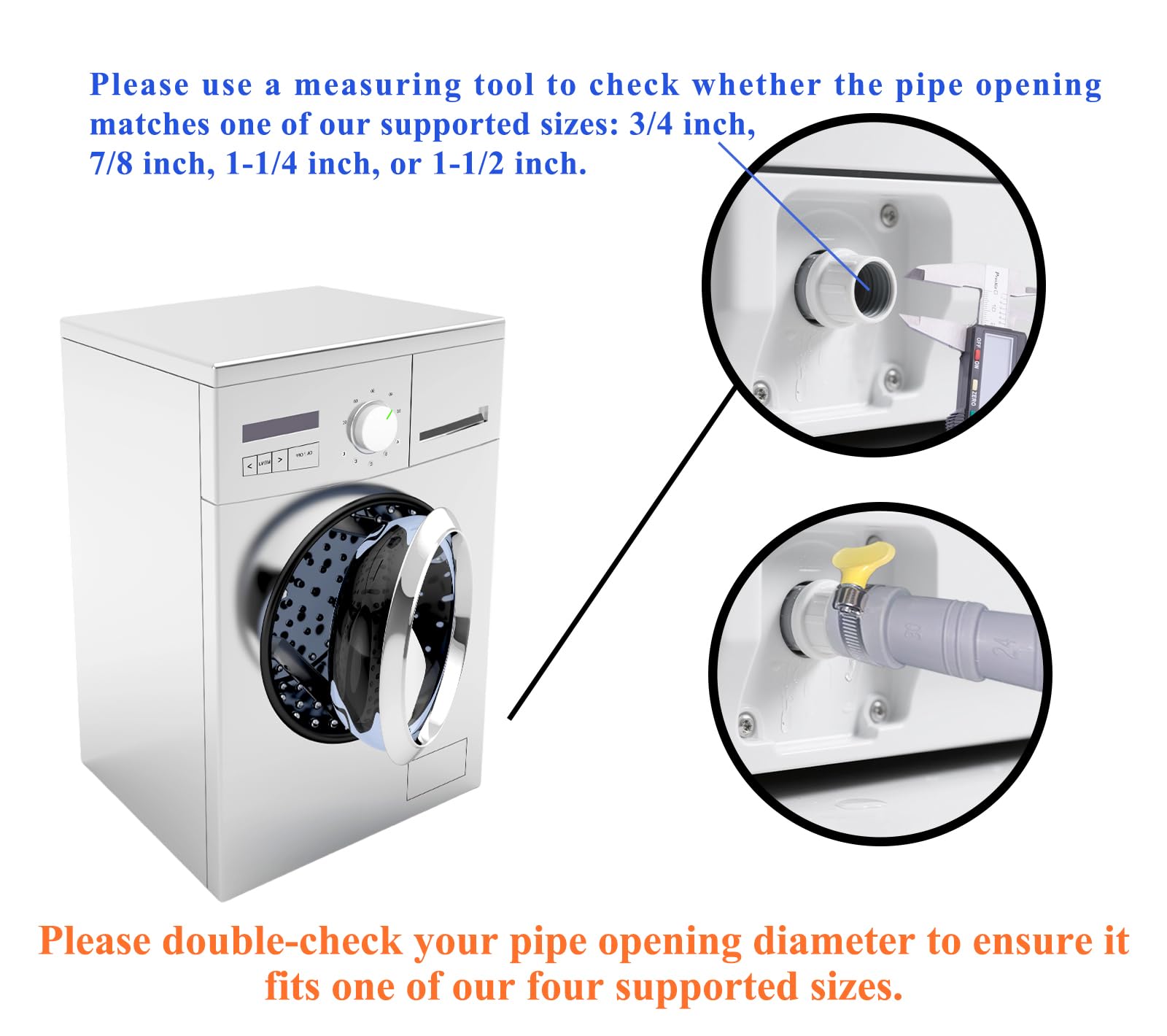 6.5ft Washing Machine Drain Hose Extension Kit - Universal for Washer, Dishwasher & Dehumidifier, 7-Piece Set with U-Bracket, 4 Clamps & Adapter