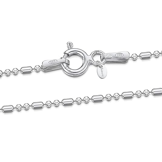 Amberta 925 Sterlingsilber Damen-Halskette - Diamantierte Kugelkette - 1.2 mm Breite - Verschiedene Längen: 40 45 50 55 60 70