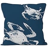 VRW Navy Blue Coastal Crab Throw Pillow Covers 18x18, Nautical Beach Sea Animal Crab Decorative Pillow Covers for Living Room Bedroom, Coastal Ocean Accent Pillows Cover Pillowcases