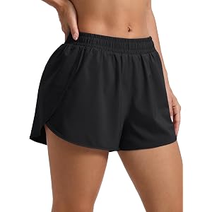 CRZ YOGA Half Split Athletic Shorts 2.5" | Mid Waisted, Mesh Liner, Quick Dry, Lightweight, Dolphin, for Women