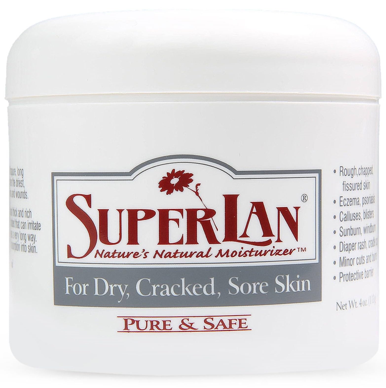 Lanolin Cream 4 Oz - 100% Organic Nipple Cream Lanolin - Thicker Body & Face Moisturizer for Eczema, Psoriasis & Severe Dry Skin - Ultra Hydrating & Soothing Moisturizer for Hot, Dry & Cold Weather