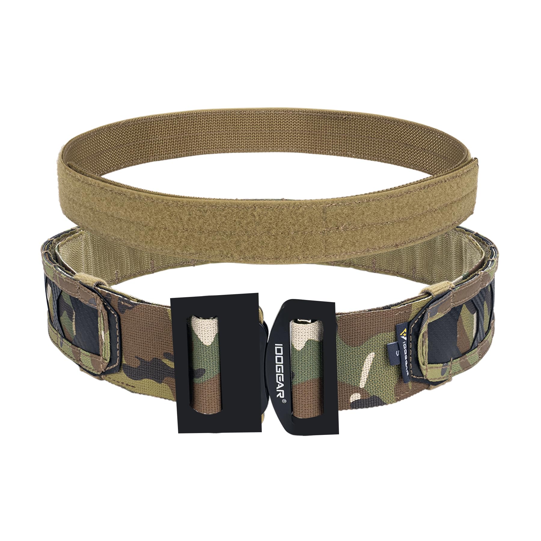 IDOGEAR SPORTS Molle Battle Belt 2 inch Quick Release Rigger Combat Belt With 1.5 Inch Inner Belt Hook and Loop (Medium, Multi-camo)