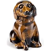 CrystalTears Tiger Eye Crystal Dog Ornament, Cute Dogs Gifts for Women Dog Lovers Men Christmas, 1.5” Lucky Healing Gemstone Labrador Dogs Puppy Figurine Statue for Home Office Desk Decor