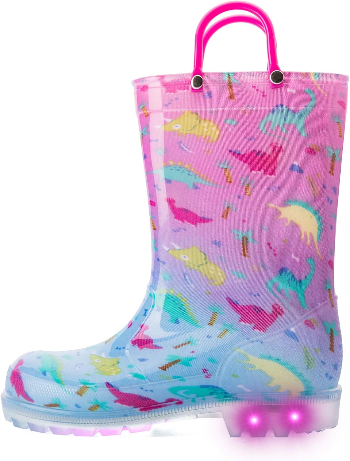 K KomForme Kids Rain Boots, Waterproof Light up Boots with