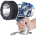 XINXI Rechargeable Spotlight with 1000000 Lumens, 4 Light Modes and USB Charger for Hiking, Boating, Hunting, IP67 Waterproof Handheld Flashlight with red Filter(Camouflage Blue)