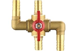 yeesport 4-way Automobile Heating Water Valve, Brass Automotive Integrated Manual Control Valve, Heater Core Bypass 5/8in