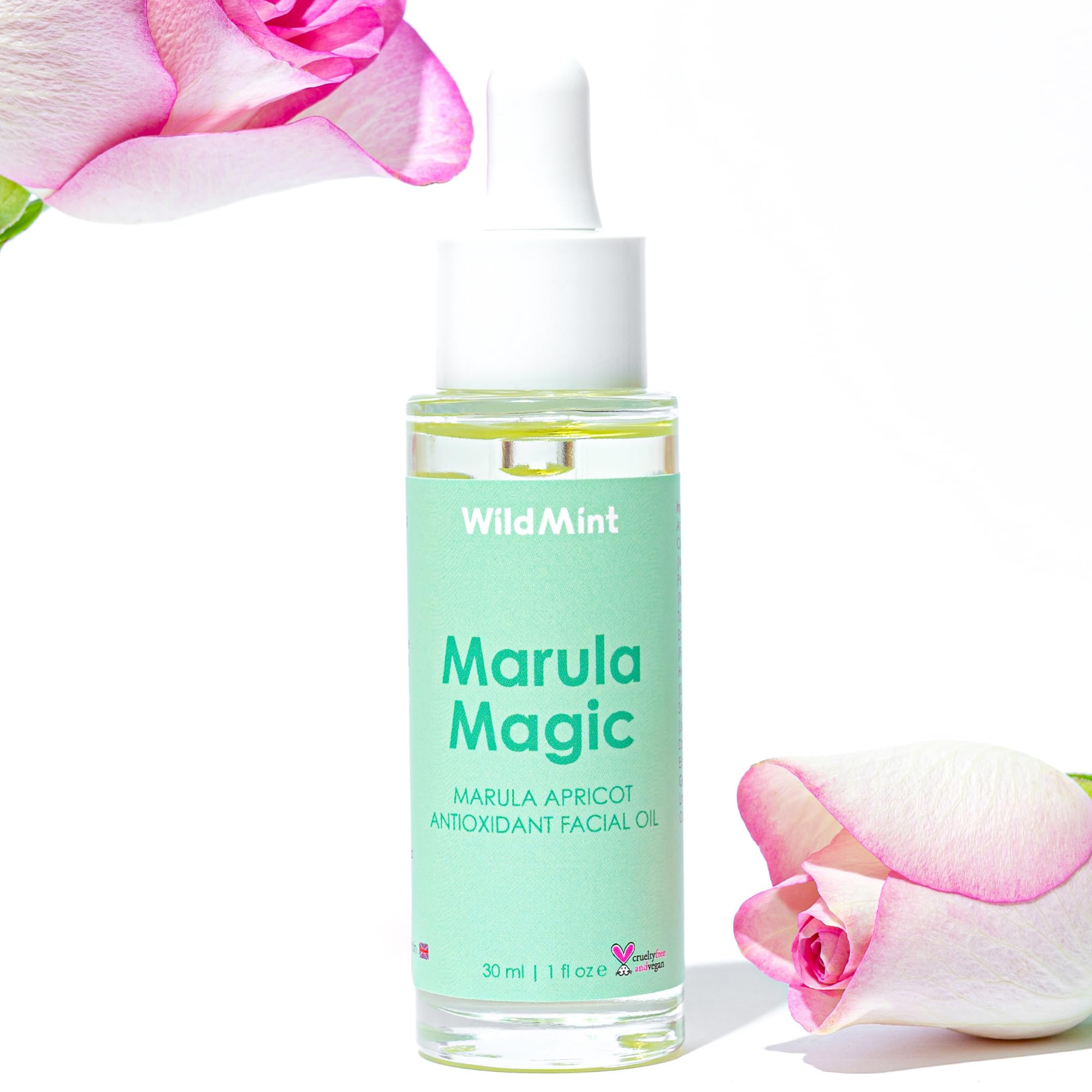 WildMint Marula Magic Natural Face Oil | Softening & Healing Marula Facial Oil for Sensitive, Dry, Mature & Menopause Skin | Reduces Redness & Irritation | UK Made Vegan & Cruelty-Free Skincare | 30ml