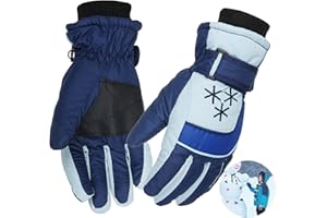 YHomU Kids Winter Gloves, Waterproof Windproof Kids Snow Gloves with Adjustable Fastener, Thick Thermal Ski Gloves for Skiing Snowboarding Sledding Snowball Fighting