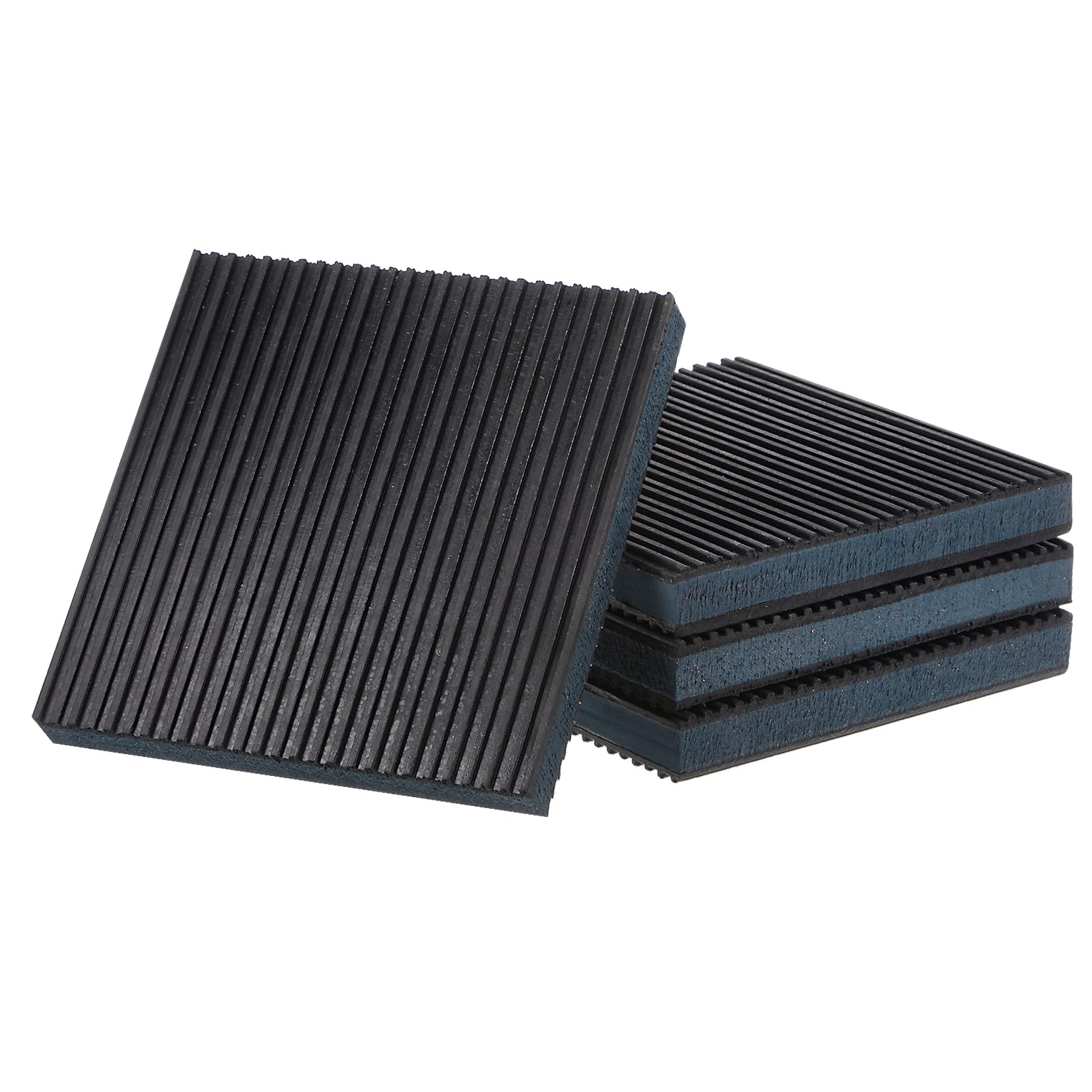 Kozelo 4pcs EVA Foam Rubber Anti Vibration Pads -[6" x 6" x 7/8"] Isolation Rubber Pads, Anti-Slip, for HVAC System and Washer, Black and Blue