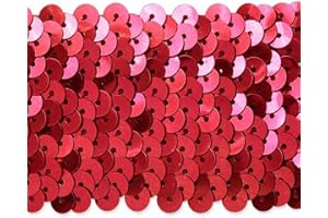 TRIMS BY THE YARD Expo International 5-Row Metallic Stretch Sequin Trim, Versatile Sequins for Crafts, Durable Trim for Costumes, Fashion, and Home Decor, Red, 3/4-Inch, 10-Yard Cut
