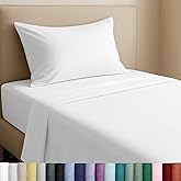 California Design Den Natural 100% Cotton Sheets Twin XL Size Set - Soft Sateen Weave, Twin XL Sheet Sets with 12" Pockets, Breathable and Durable Bedding for Dorm Rooms, College (White)