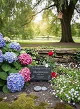 ukgiftstoreonline Personalised In Loving Memory Feathers Slate Marker Garden view 5