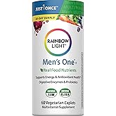 Rainbow Light Mens Multivitamin One + | 60 Caplets | Supports Energy & Antioxidant Health | with Real Food Nutrients, Digestive Enzymes & Probiotics