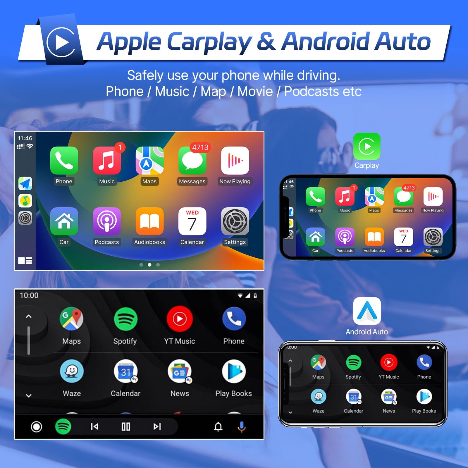Car Radio for Chevrolet Chevy Silverado Tahoe Suburban GMC Yukon 2007 2008 2009 2010 2011 2012 Stereo with Wireless Carplay Android Auto - 9