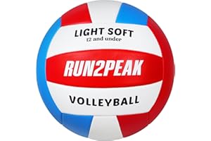 RUN2PEAK Light Soft Volleyball - Light Volleyball Designed for Beginners Kids Youth Teen - Lightweight Volleyballs for Indoor Outdoor Beach Backyard Official Size 5 Training Volley Ball