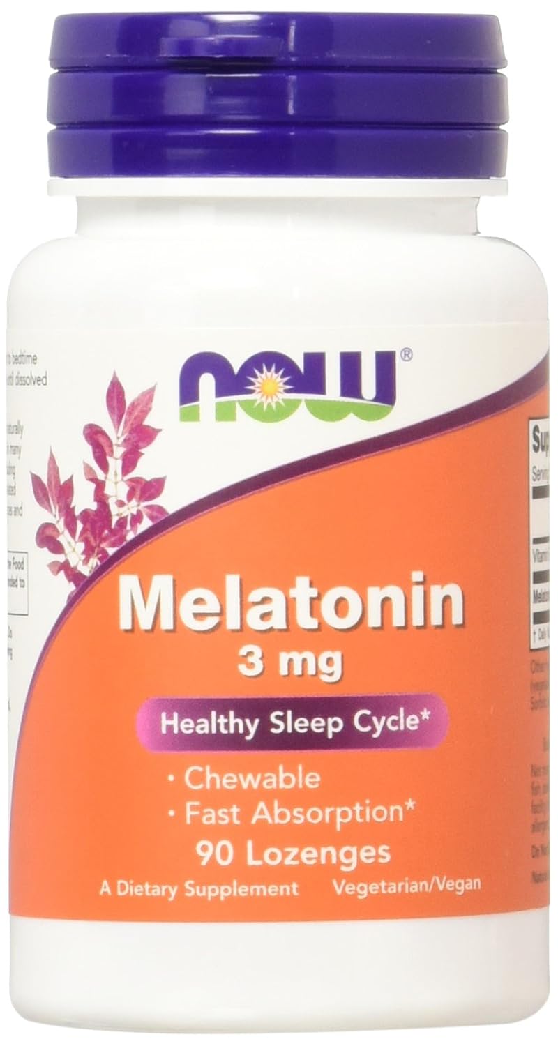 NOW Melatonin 3mg , 90 Lozenges (Pack of 3)