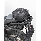 KEMIMOTO Motorcycle Tail Bag, Dual Use Motorcycle Rear Seat Bag with Waterproof Rain Cover, 7-14L Expandable Motorbike Small Bag Luggage Storage Backpack with 6 straps & 1 shoulder strap