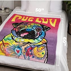 Dawhud Direct Colorful Pug Fleece Blanket for