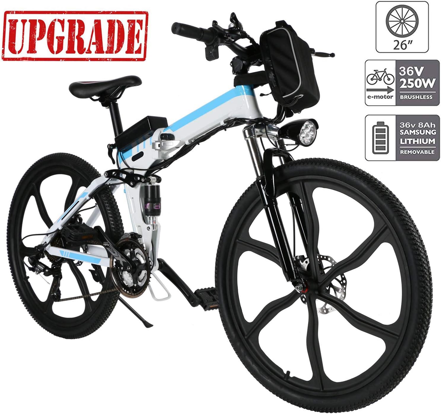Aceshin 26'' Electric Mountain Bike with Removable Large Capacity Lithium-Ion Battery (36V 250W), Electric Bike 21 Speed Gear and Three Working Modes