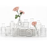 SUPMIND 12pcs Glass Bud Vase Set, Small Clear Flower Vases for Centerpieces in Bulk, Mini Vintage Vase for Wedding, Home,Table Decoration
