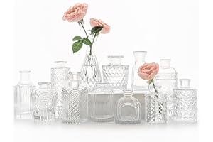 SUPMIND 12pcs Glass Bud Vase Set, Small Clear Flower Vases for Centerpieces in Bulk, Mini Vintage Vase for Wedding, Home,Table Decoration