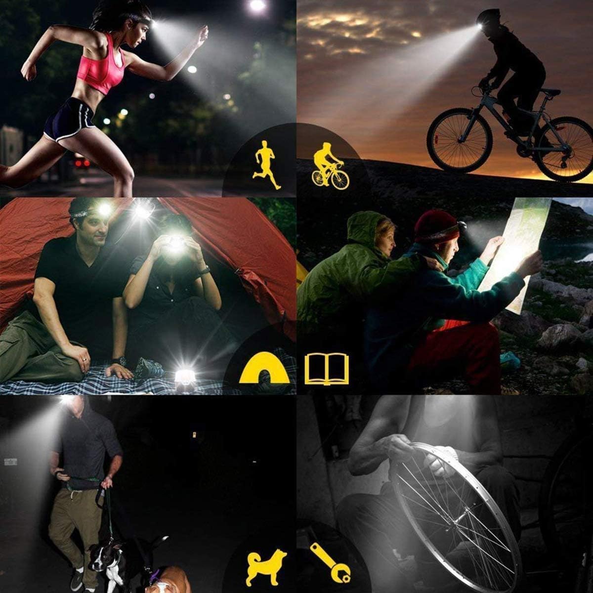 Rechargeable Headlamp, Tupwaid Led Head Lamp Waterproof 18000 Lumen Brightest 8 LED USB Headlight Flashlight with Red Lights, Extreme Bright Headlamps with 8 Modes for Outdoor Camping Cycling Fishing - - 