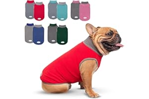 cyeollo 2 Pack Dog Fleece Sweater Stretchy Sweatshirt Vest with Reflective Stripe Pullover Dog Jacket Lightweight Pet Dog Clothes for Small Dogs Grey & Red