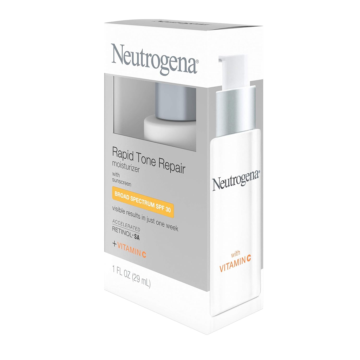Neutrogena Rapid Tone Repair Face Moisturizer with Retinol SA, Vitamin C, Hyaluronic Acid and SPF 30 Sunscreen, Tone-Evening & Brightening Retinol Facial Moisturizer Cream, 1 fl. oz: Beauty