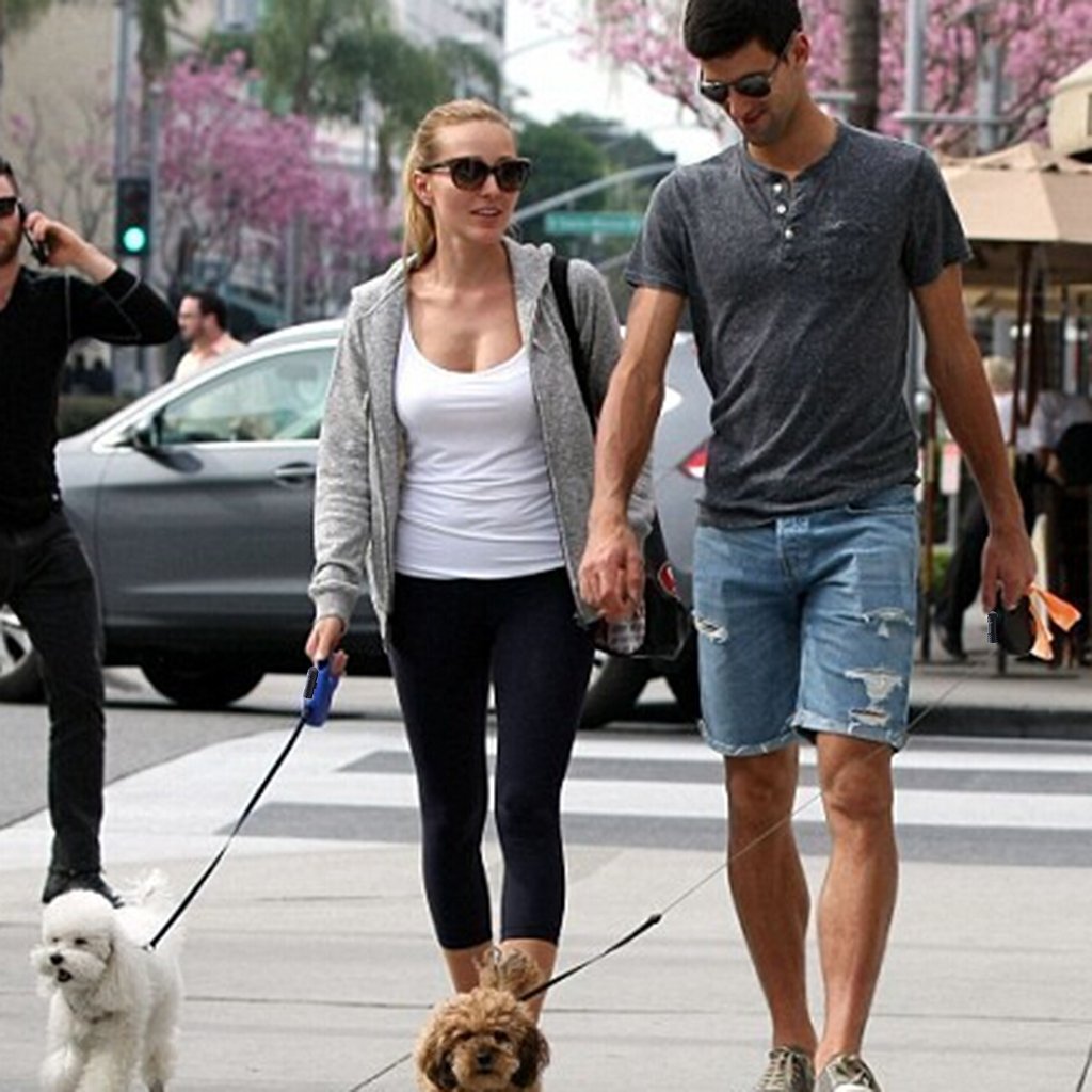 Gimilife 16ft Retractable Dog Leash with Detachable Flashlight LED Torch For Small Medium Large Pets- ABS Nylon TPE (Black)