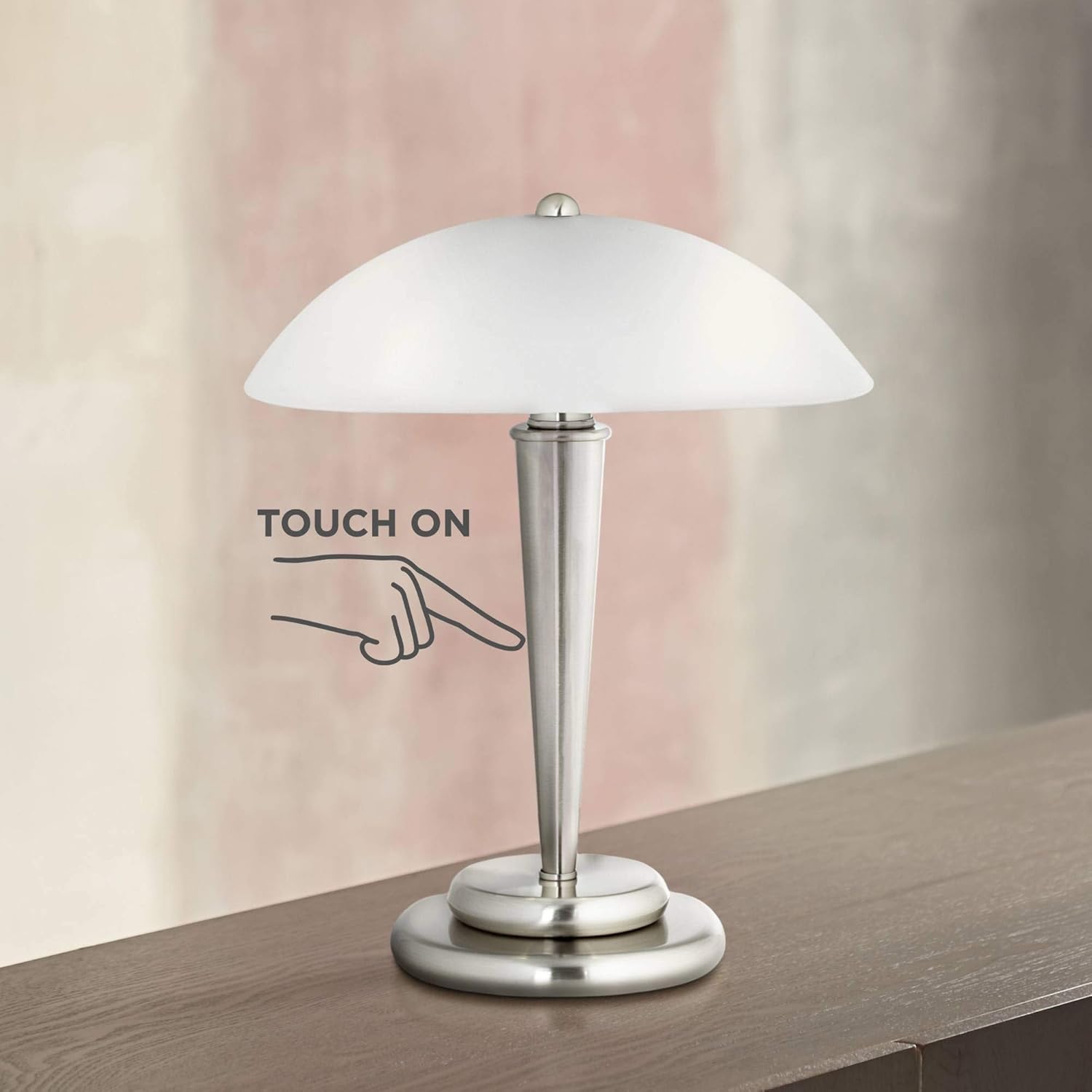 WWFF Deco Dome Modern Desk Table Lamp 17" High Touch On Off Brushed