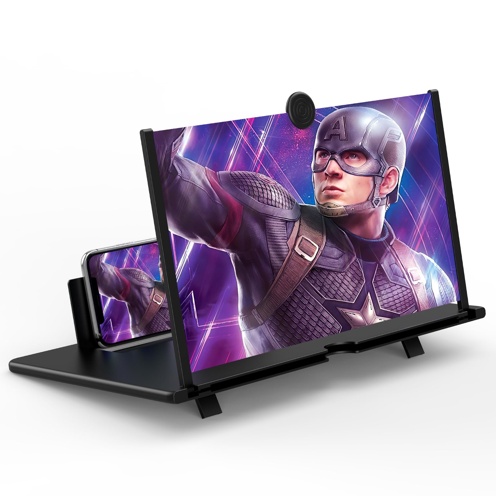 Photo 1 of 12" Screen Magnifier for Cell Phone -3D HD Magnifying Projector Screen Enlarger for Movies, Videos and Gaming – Foldable Phone Stand Holder with Screen Amplifier–Compatible with All Smartphones x3