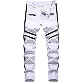 QIMYUM Men's Slim Fit Jeans Ripped Skinny Jeans for Men, Fashion Biker Jeans Stretch Moto Cargo Denim Pants