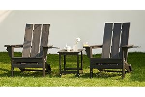 SERWALL Modern Adirondack Chair Set of 2, Folding Adirondack Chair with Dual Cup Holders, Outdoor HDPE Plastic Fire Pit Chairs for Patio Lawn Garden, Black