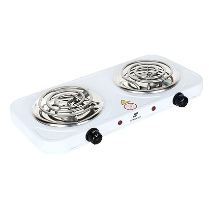 Poweronic Electric Double Burner 1000W+1000Wg Coil Induction Cooktop(Silver)