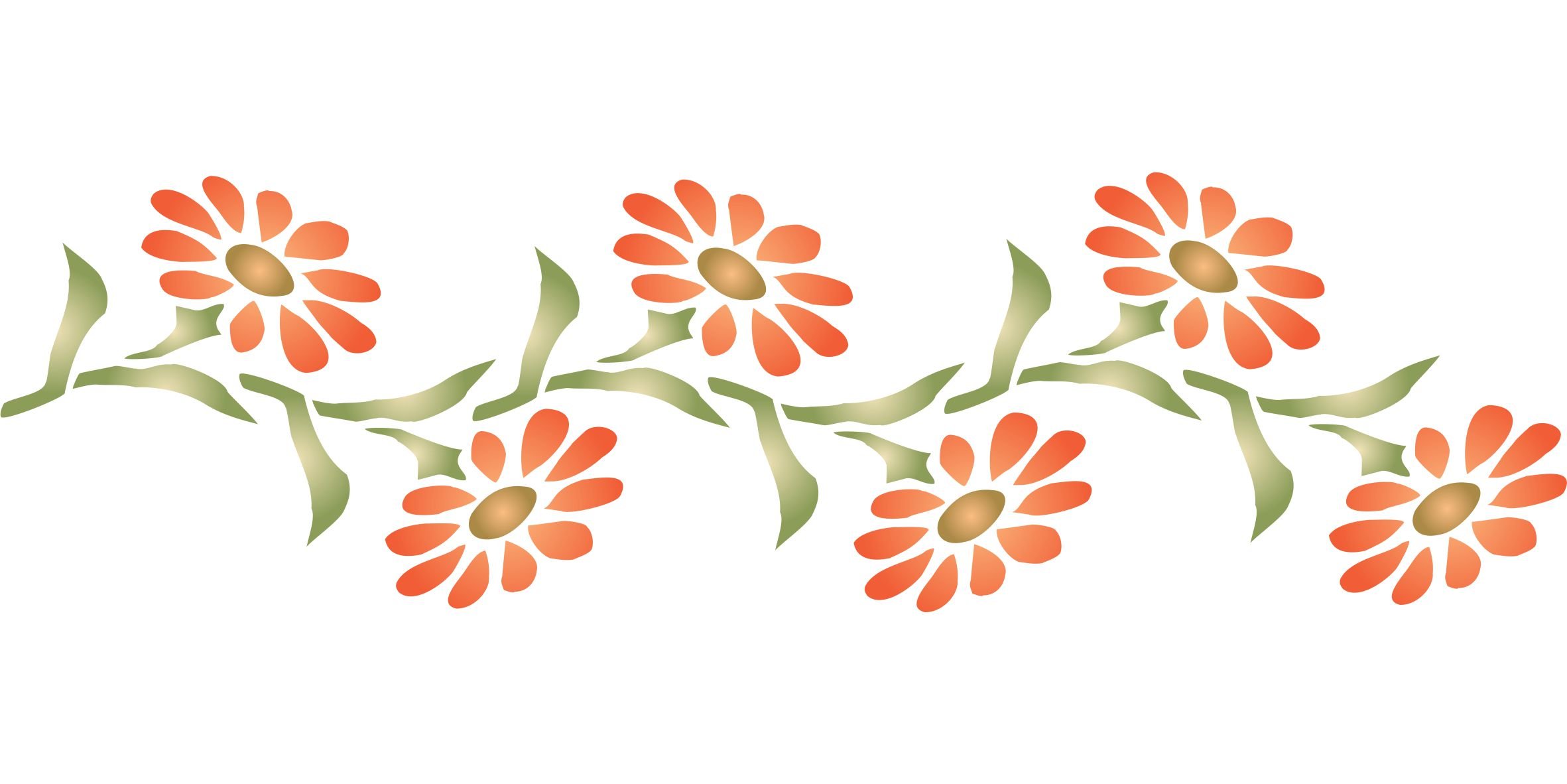 Daisy Stencil - 24 x 6.5cm - Reusable Flower Marguerite Gerber Daisies Border Wall Stencil Template
