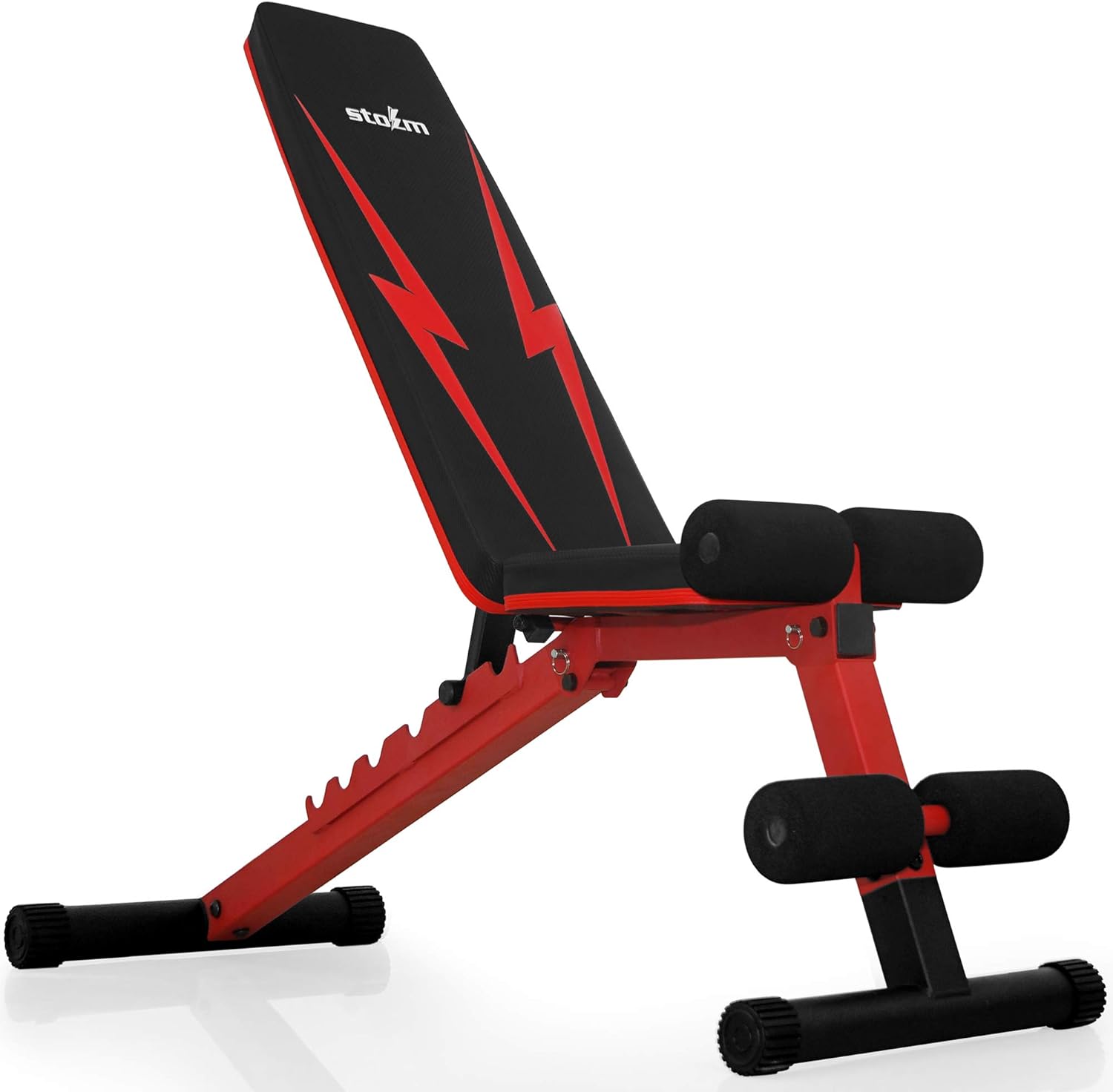 STOZM Adjustable Weight Bench / Utility Weight Bench with Foldable Design - Multi-purpose Flat/Incline/Decline Bench for Home Gym (Crimson), CVHZ: Sports & Outdoors