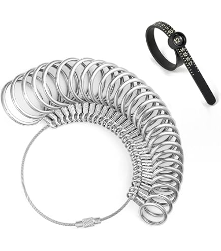 HABNI Baguier Mesure Doigt Français 4 Pièces Noir Blanc