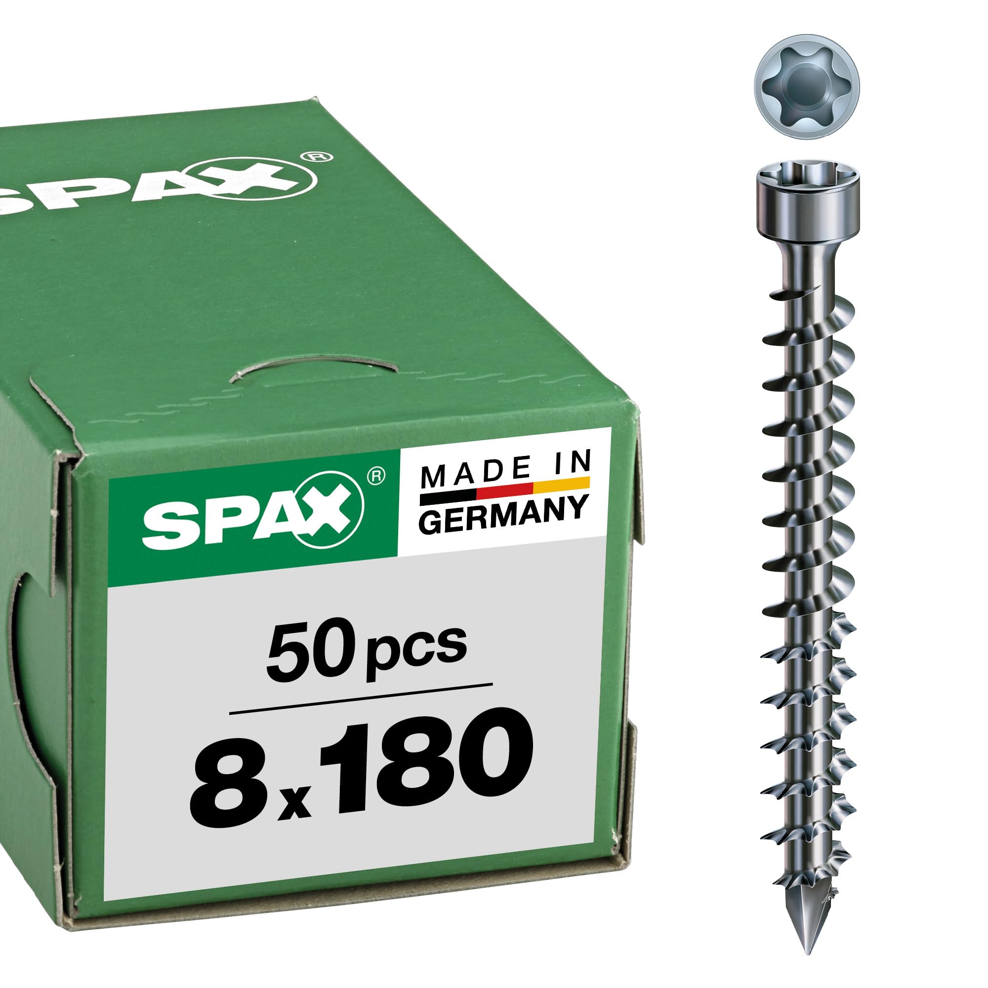 IN.FORCE, 8 x 180 mm, 50 pieces, fully threaded, cylinder head, T-Star plus T40, cut tip, Wirox - 1221010801805