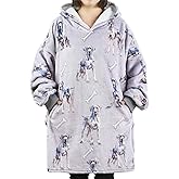 Huglanket Great Dane Gifts for Dog Lovers & Dog Mom, Wearable Flannel Great Dane Blanket Hoodie with Two Large Pocket