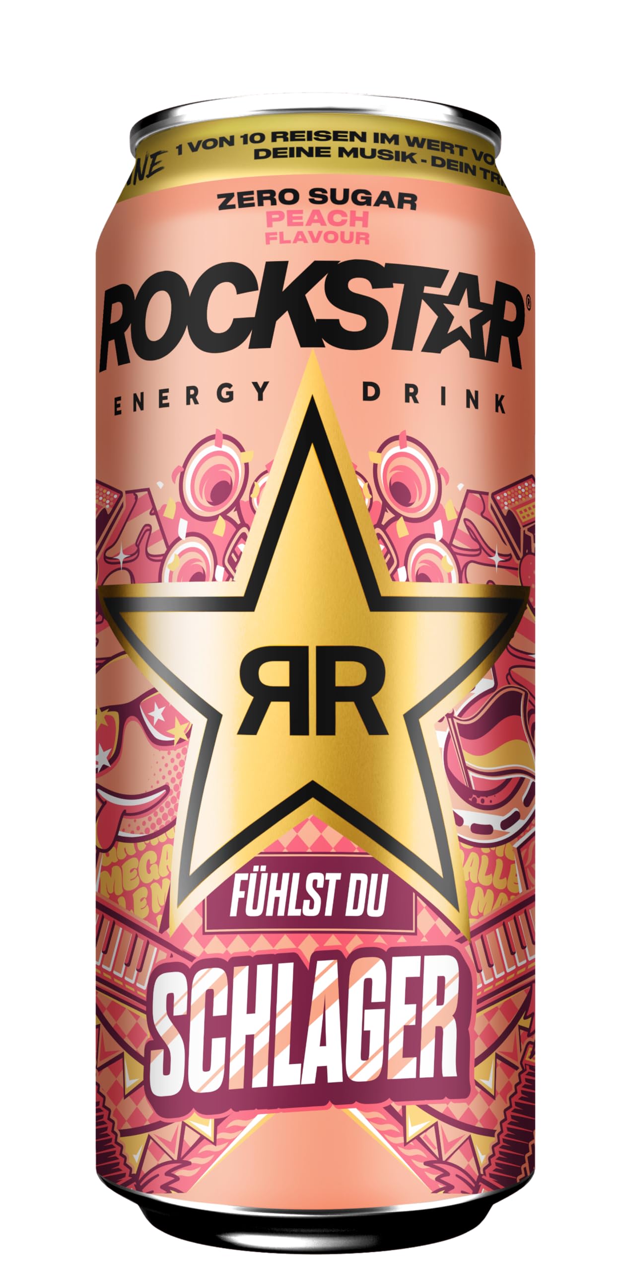 Rockstar Energy Drink Peach Geschmack - Zero Sugar - Koffeinhaltiges Erfrischungsgetränk ohne Zucker für den Energie Kick, EINWEG (12 x 500ml) (Verpackungsdesign kann abweichen) 4