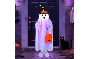 TRULLOYOO Halloween Decorations Light Up Ghost - 40 Inch Trick or Treat Jack O Lantern Candy Pocket Porch Outdoor Decoration, Halloween Decor for Yard Lawn Home Outdoor Decors