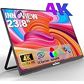 Innoview 23.8” 4K Large Portable Monitor, UHD (3840*2160) 100%sRGB IPS Speakers USB-C HDMI Work Home Second Monitor W/180°Adjustable Stand for Laptop, Desktop, Macbook, Phones, Tablet, PS5/4, Switch