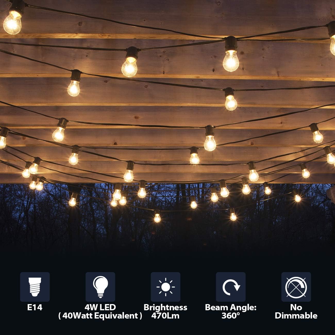 LVWIT 4W E14 G45 Small Edison Screw LED Filament Bulb, 6 Pack, Non-dimmable, 470Lm, Warm White 2700K - Image 3